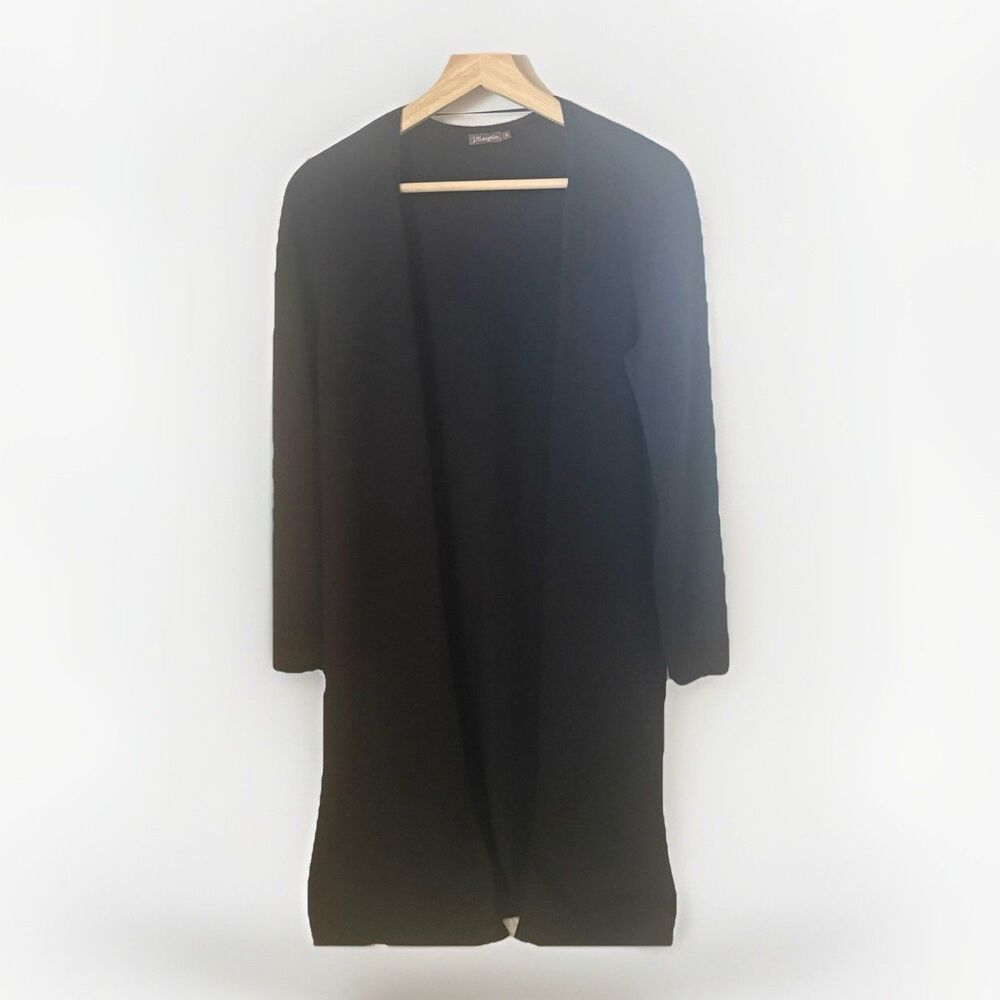 J McLaughlin Cardigan Women’s M Black Cashmere Open Long Sweater Academia Cozy